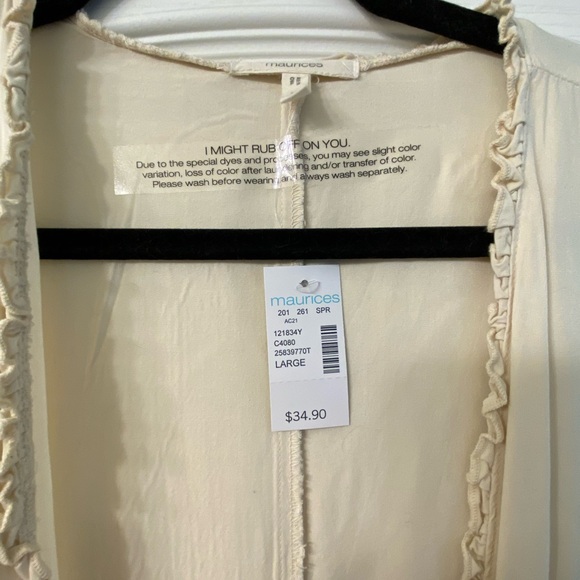 Maurices Yellow Ombré Ruffle Teim Kimono- NWT size large - Picture 4 of 7